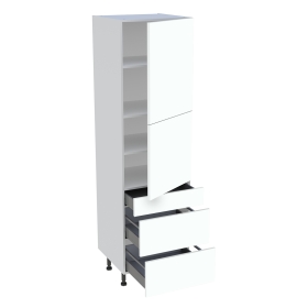 Colonne cuisine 2 portes, 1 tiroir, 2 casseroliers H.216,6 cm x L. 60 cm - Blanc chaud mat
