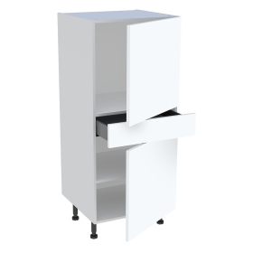 Demi colonne cuisine 1 tiroir, 2 portes H.129,6 cm x L. 60 cm - Blanc mat