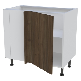 Meuble bas d'angle cuisine 1 porte H. 87 cm x L. 90 cm - Noyer foncé