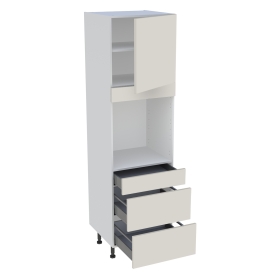 Colonne cuisine 1 porte, 1 tiroir, 2 casseroliers H.216,6 cm x L. 60 cm - Lin mat
