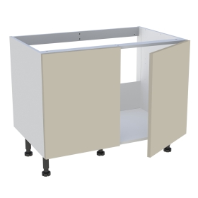 Meuble bas cuisine 2 portes pour évier timbre H. 72,6 cm x L. 90 cm  - Beige mat