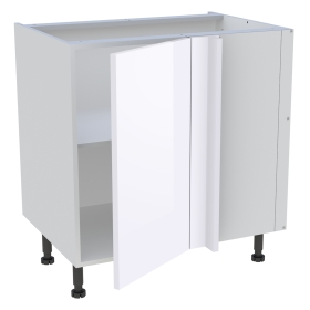 Meuble bas d'angle cuisine 1 porte H.87 cm x L. 80 cm - Blanc brillant