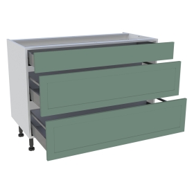Meuble bas cuisine 1 tiroir, 2 casseroliers H.87 cm x L. 120 cm - Vert sauge cadre