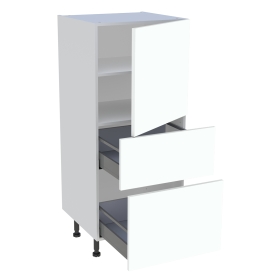 Demi colonne cuisine 1 porte, 2 casseroliers H.129,6 cm x L. 60 cm - Blanc chaud mat