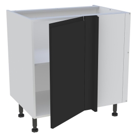 Meuble bas d'angle cuisine 1 porte H.87 cm x L. 80 cm - Noir mat sans poignée
