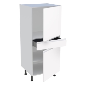 Demi colonne cuisine 1 tiroir, 2 portes H.129,6 cm x L. 60 cm - Blanc brillant sans poignée