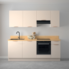 Cuisine complète Lin mat 220 cm avec meuble hotte