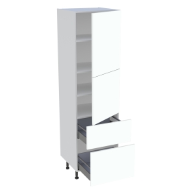 Colonne cuisine 2 portes, 2 casseroliers H.216,6 cm x L. 60 cm - Blanc chaud mat