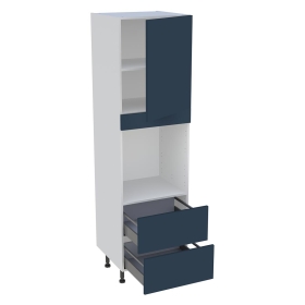 Colonne cuisine 1 porte, 2 casseroliers H.216,6 cm x L. 60 cm - CF2C1P - Bleu nuit mat