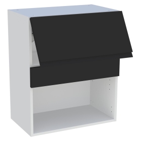 Meuble haut cuisine pour micro-ondes 1 porte relevante H.72 cm x L. 60 cm - Noir Mat Sans Poignée