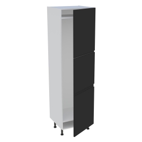 Colonne cuisine pour réfrigérateur avec 3 portes H.201,6 cm x L. 60 cm - Noir Mat Sans Poignée