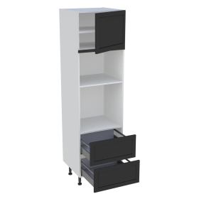 Colonne cuisine 1 porte, 2 casseroliers H.216,6 cm x L. 60 cm - Noir cadre