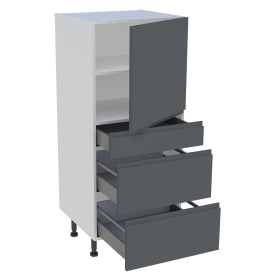 Demi colonne cuisine 1 porte, 1 tiroir, 2 casseroliers H.129,6 cm x L. 60 cm - Gris ardoise mat sans poignee