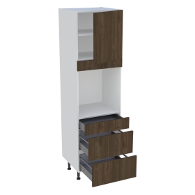 Colonne cuisine 1 porte, 1 tiroir, 2 casseroliers H. 216,6 cm x L. 60 cm - Noyer foncé