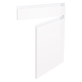 Kit façade meuble cuisine Blanc Brillant Sans Poignée 1 porte, 1 faux tiroir H. 71,7 cm x L. 59,7 cm