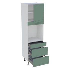 Colonne cuisine 1 porte, 1 tiroir, 2 casseroliers H.216,6 cm x L. 60 cm - Vert sauge cadre