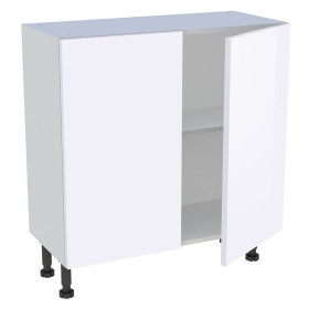 Meuble bas cuisine 2 portes H.87 cm x L. 80 cm x P. 36,9 cm - Blanc brillant
