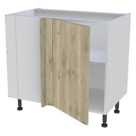 Meuble bas d'angle cuisine 1 porte H.87 cm x L. 90 cm - Chêne doré