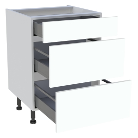 Meuble bas cuisine 1 tiroir, 2 casseroliers H.87 cm x L. 60 cm - Blanc chaud mat