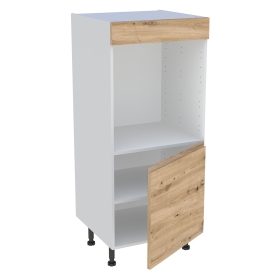 Demi colonne cuisine 1 porte H.129,6 cm x L. 60 cm - Chêne naturel sans poignée