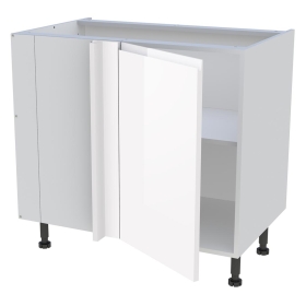 Meuble bas d'angle cuisine 1 porte H.87 cm x L. 90 cm - Blanc brillant sans poignée