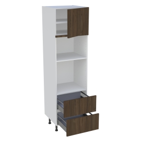 Colonne cuisine 1 porte, 2 casseroliers H. 216,6 cm x L. 60 cm - Noyer foncé