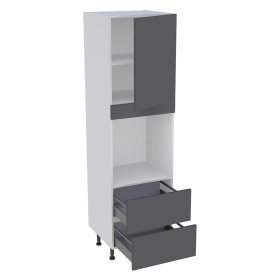 Colonne cuisine 1 porte, 2 casseroliers H.216,6 cm x L. 60 cm - CF2C1P - Gris ardoise mat