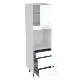 Colonne cuisine 1 porte, 1 tiroir, 2 casseroliers H.216,6 cm x L. 60 cm - Blanc cadre