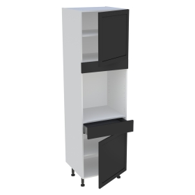 Colonne cuisine 2 portes, 1 tiroir H.216,6 cm x L. 60 cm - Noir cadre