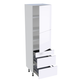 Colonne cuisine 2 portes, 1 tiroir, 2 casseroliers H.216,6 cm x L. 60 cm - Blanc brillant