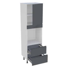 Colonne cuisine 1 porte, 2 casseroliers H.216,6 cm x L. 60 cm - CF2C1P - Gris ardoise mat sans poignee