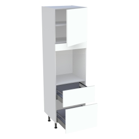 Colonne cuisine 1 porte, 2 casseroliers H.216,6 cm x L. 60 cm - CF1P2C60 - Blanc chaud mat