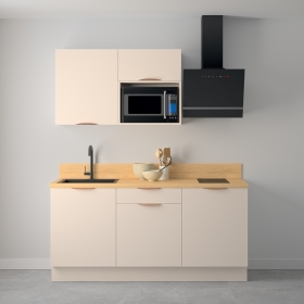 Cuisine complète Lin mat 180 cm avec meuble micro-ondes