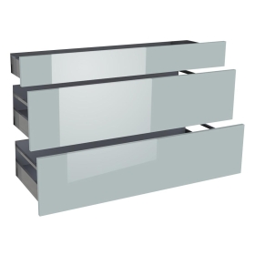 Kit façade meuble cuisine Gris Cendre Brillant 1 tiroir, 2 casseroliers H. 71,7 cm L. 119,7 cm