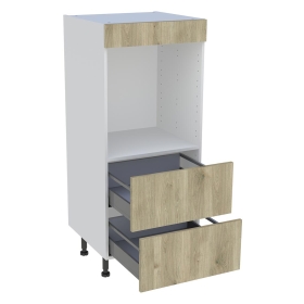 Demi colonne cuisine 2 casseroliers H.129,6 cm x L. 60 cm - Chêne doré