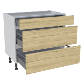 Meuble bas cuisine 1 tiroir, 2 casseroliers H.87 cm x L. 90 cm - Chêne clair