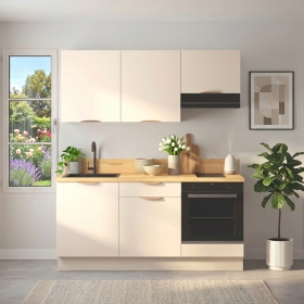 Cuisine complète Lin mat 180 cm avec meuble four