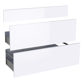 Kit façade meuble cuisine Blanc Brillant 1 faux tiroir, 2 casseroliers H. 71,7 cm L. 89,7 cm