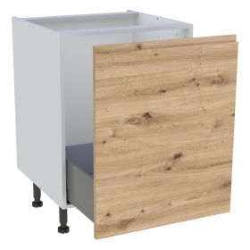 Meuble bas cuisine 1 coulissant H.87 cm x L. 60 cm - Chêne naturel sans poignée