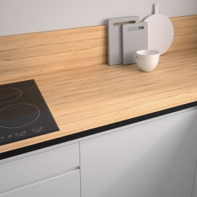 Plan de travail sur mesure stratifié Chêne Clair chants noirs