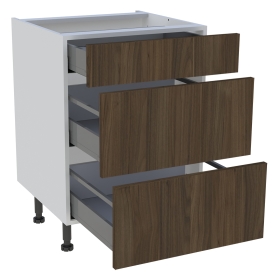 Meuble bas cuisine 1 tiroir, 2 casseroliers H. 87 cm x L. 60 cm - Noyer foncé