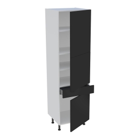 Colonne cuisine 3 portes, 1 tiroir H.216,6 cm x L. 60 cm - Noir mat