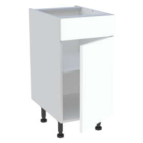 Meuble bas cuisine 1 porte, 1 faux tiroir H.87 cm x L. 40 cm - Blanc chaud mat