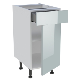 Meuble bas cuisine 1 porte, 1 tiroir H.87 cm x L. 40 cm - Gris cendre brillant