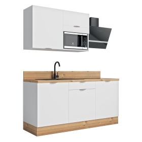 Cuisine préconfigurée linéaire 180 cm coloris Blanc Mat