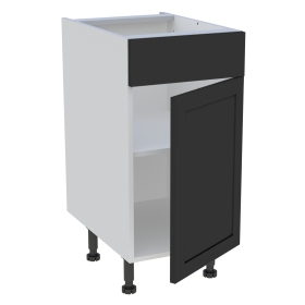 Meuble bas cuisine 1 porte, 1 faux tiroir H.87 cm x L. 40 cm - Noir cadre