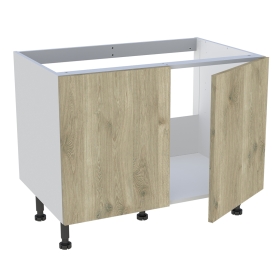 Meuble bas cuisine 2 portes pour évier timbre H.72,6 cm x L. 90 cm  - Chêne doré
