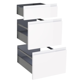 Kit façade meuble cuisine Blanc Brillant Sans Poignée 1 tiroir, 2 casseroliers H. 71,7 cm L. 39,7 cm