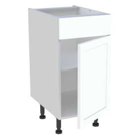 Meuble bas cuisine 1 porte, 1 faux tiroir H.87 cm x L. 40 cm - Blanc cadre