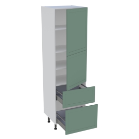 Colonne cuisine 2 portes, 2 casseroliers H.216,6 cm x L. 60 cm - Vert sauge cadre